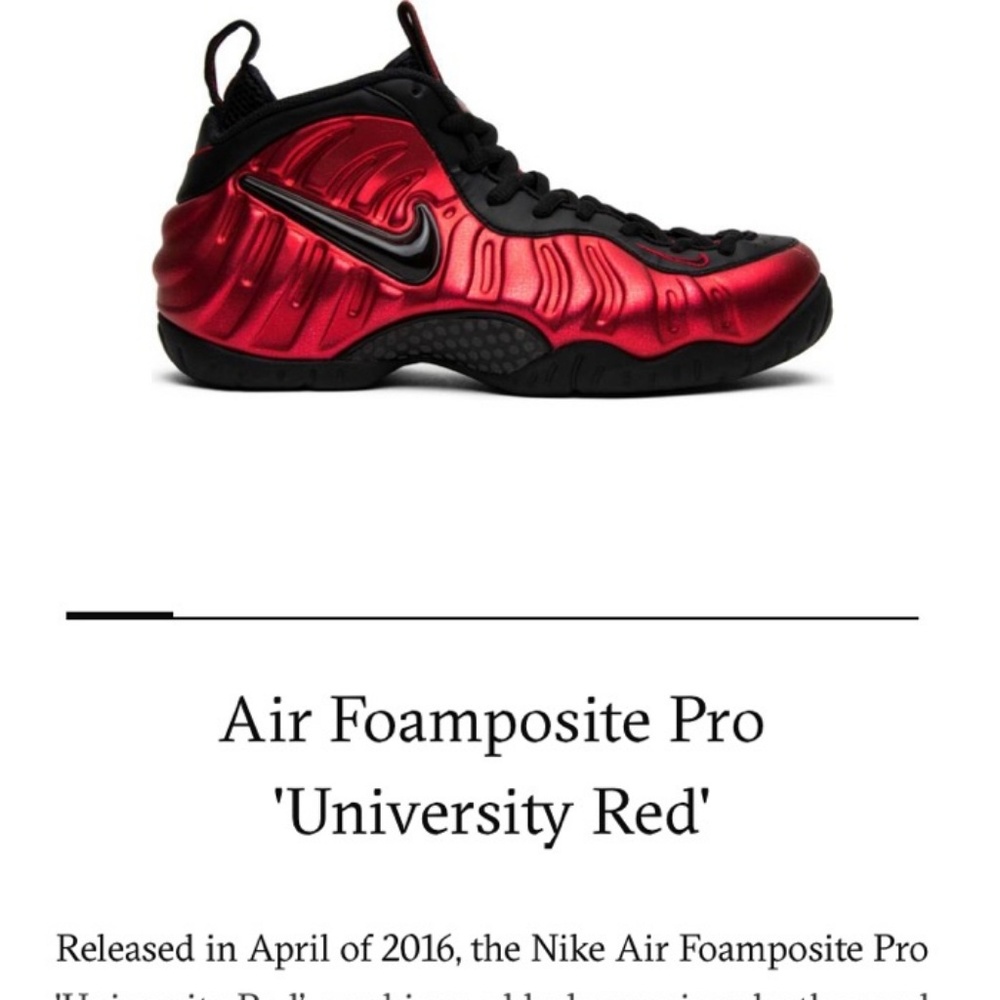 Red  Nile foamposite. size 5 boys 7 in women